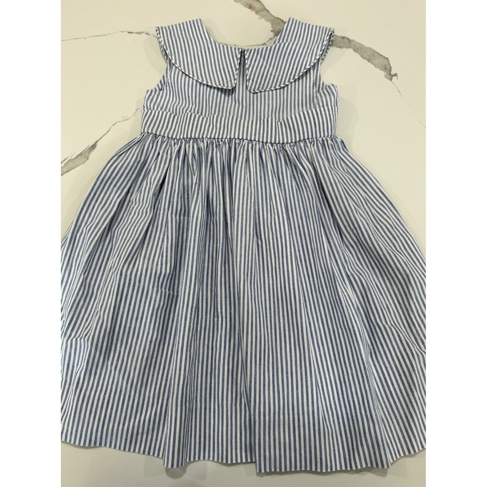 Strasburg by Sheree Aust Girls Blue Stripe Peter Pan Collar Dress